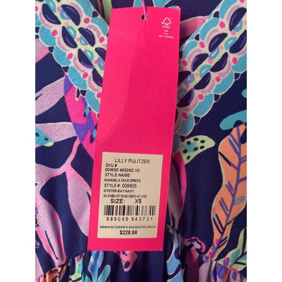 NWT LILLY PULITZER DRESS MAXI LONG MANUELA OYSTER BAY BLUE PURPLE LONG NAUTICAL - Picture 5 of 13